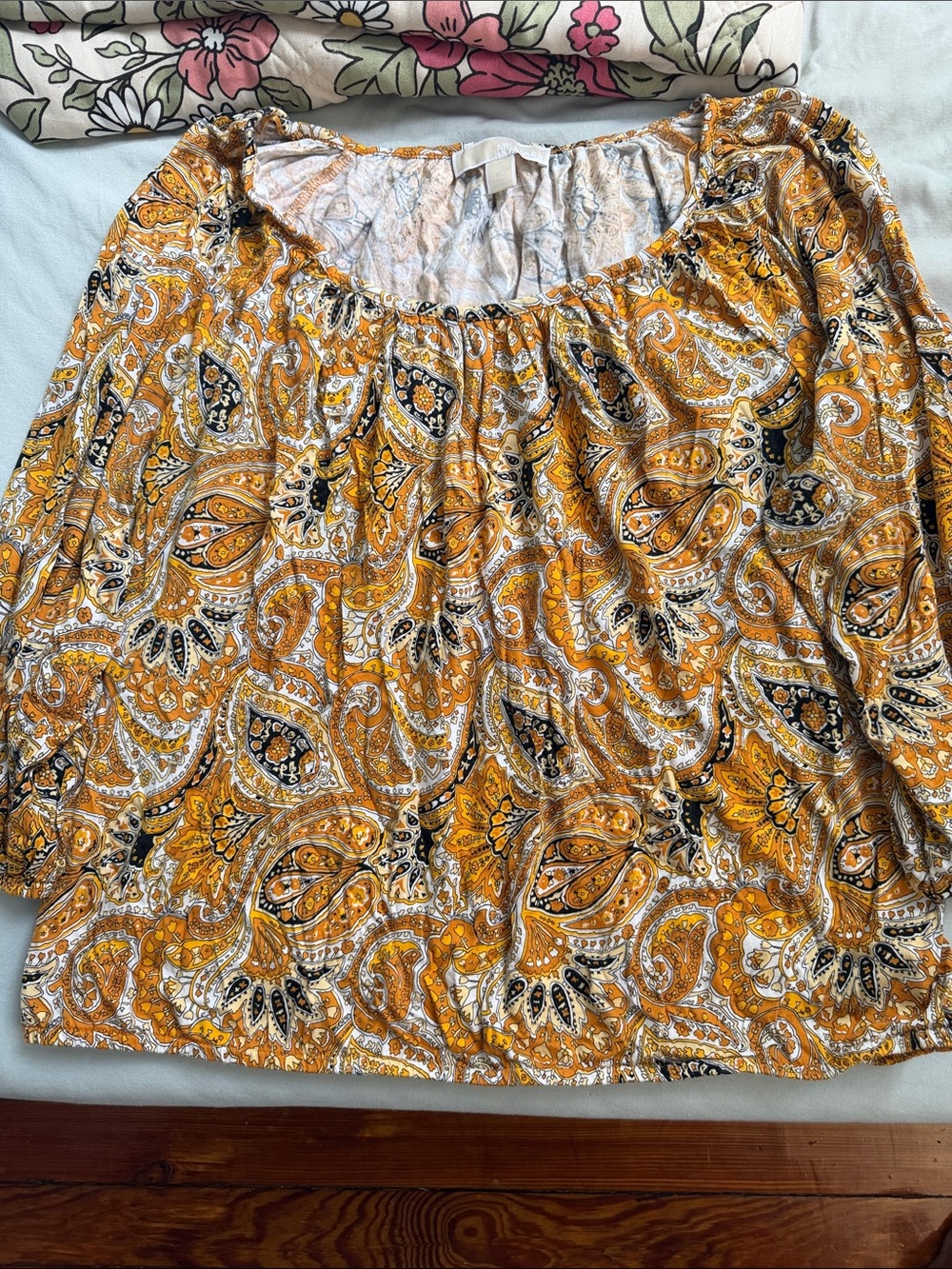MICHAEL Michael Kors Yellow Paisley Peasant Blouse